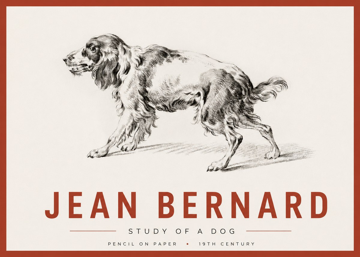 Jean Bernard Study of a Dog V No4 - Plakat