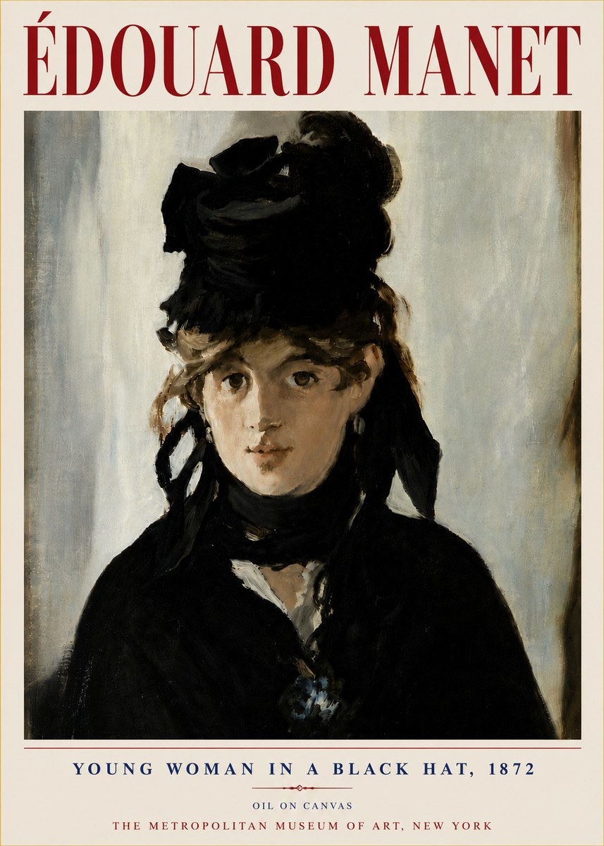 Édouard Manet Young Woman in a Black Hat, 1872 No6 - Plakat