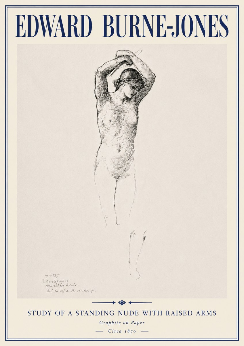 Edward Burne-Jones Standing Nude with Raised Arms (Study) No6 - Plakat