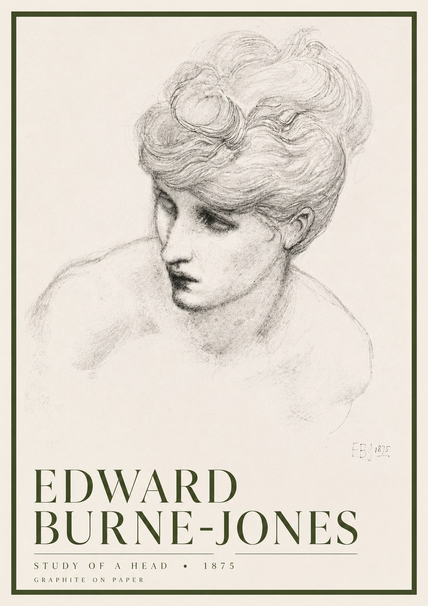 Edward Burne-Jones Study of a Head No6 - Plakat