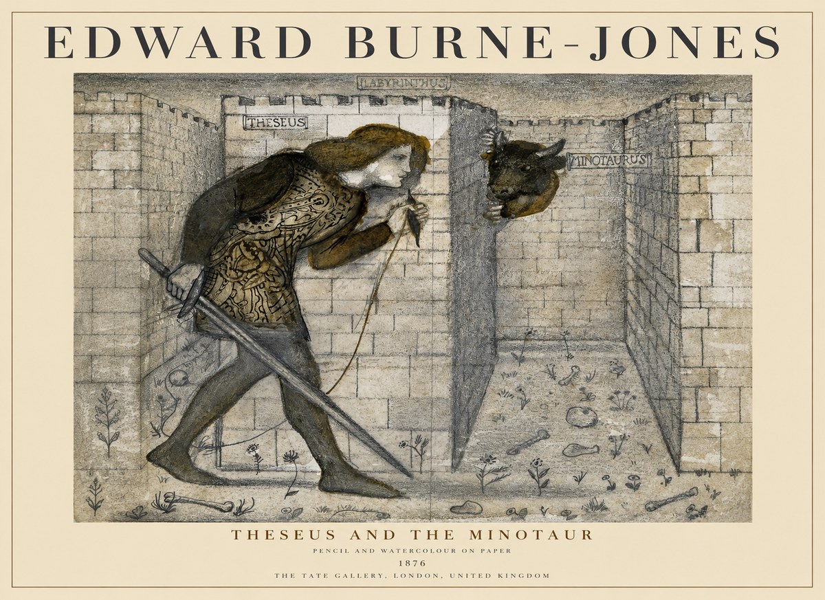 Edward Burne-Jones Theseus and the Minotaur No1 - Plakat