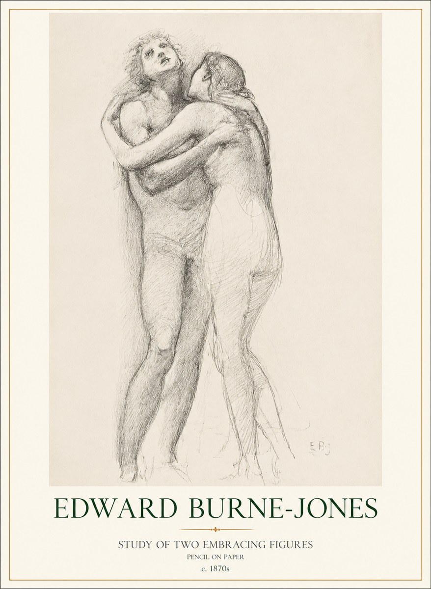 Edward Burne-Jones Study of Two Embracing Figures No1 - Plakat
