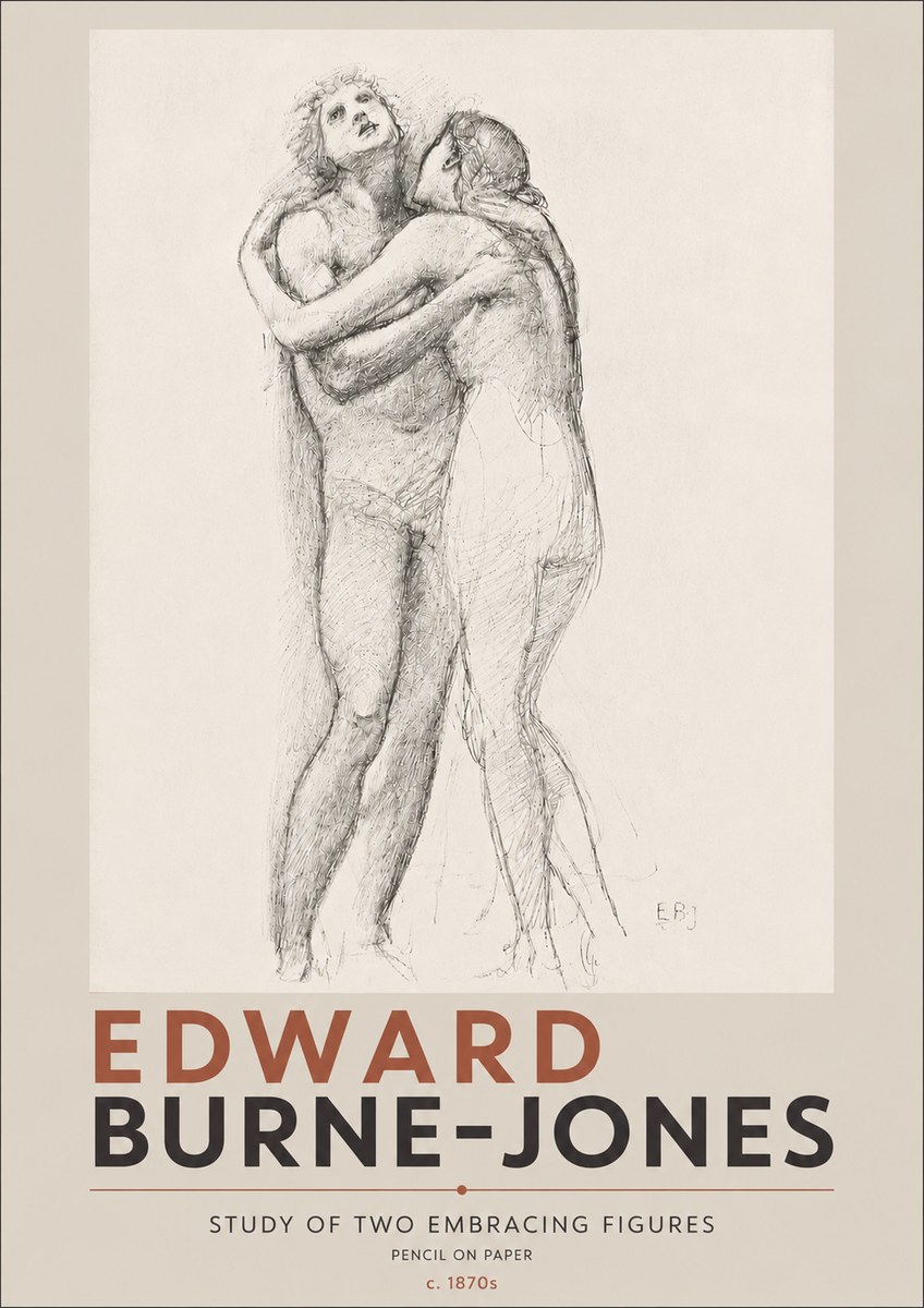 Edward Burne-Jones Study of Two Embracing Figures No4 - Plakat