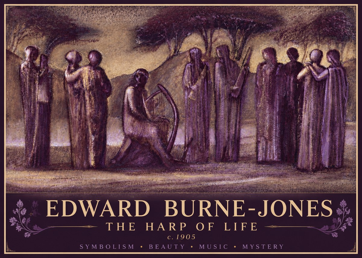 Edward Burne-Jones The Harp of Life No4 - Plakat