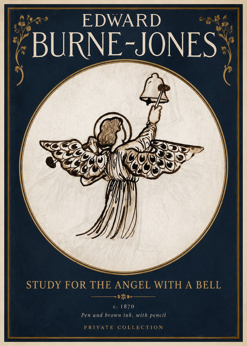 Edward Burne-Jones Study for the Angel with a Bell No2 - Plakat