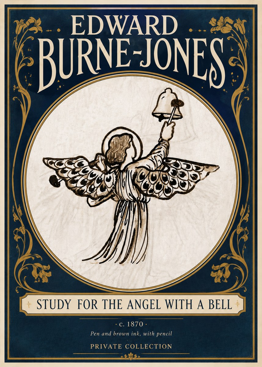 Edward Burne-Jones Study for the Angel with a Bell No5 - Plakat
