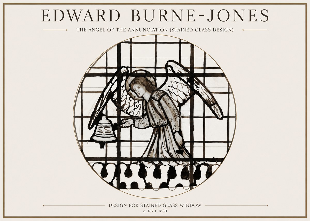 Edward Burne-Jones The Angel of the Annunciation (Stained Glass Design) No1 - Plakat