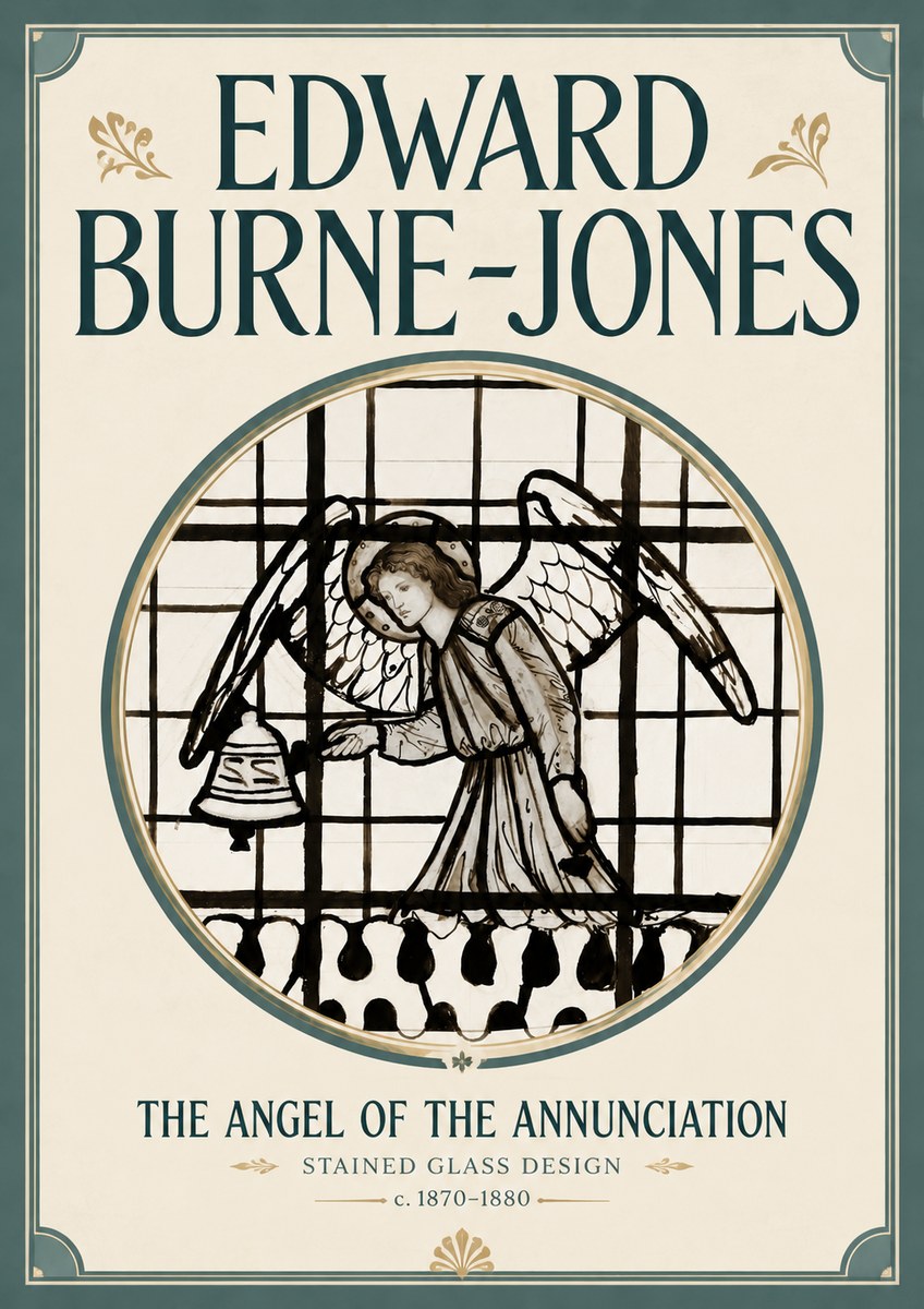 Edward Burne-Jones The Angel of the Annunciation (Stained Glass Design) No6 - Plakat