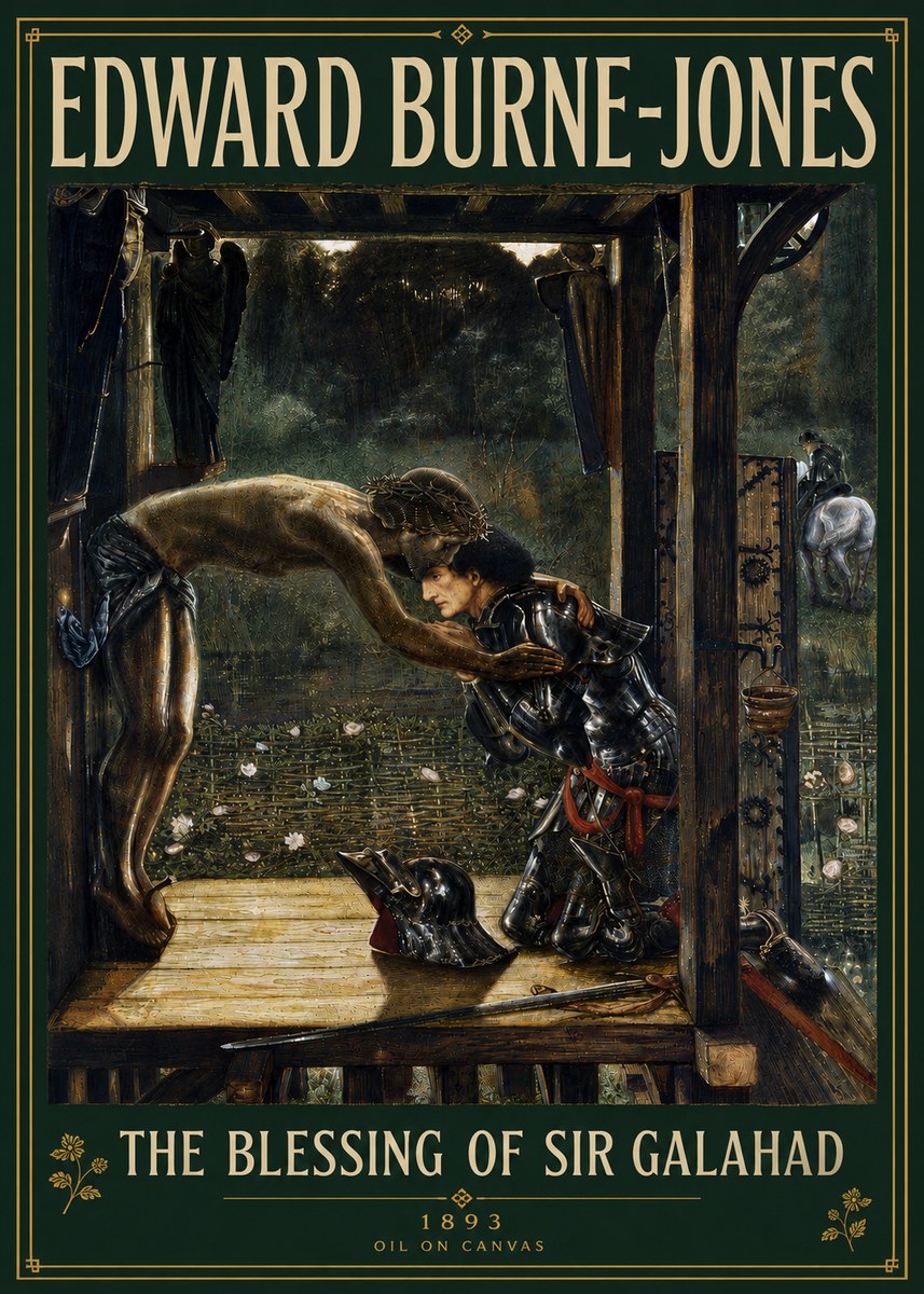 Edward Burne-Jones The Blessing of Sir Galahad No5 - Plakat