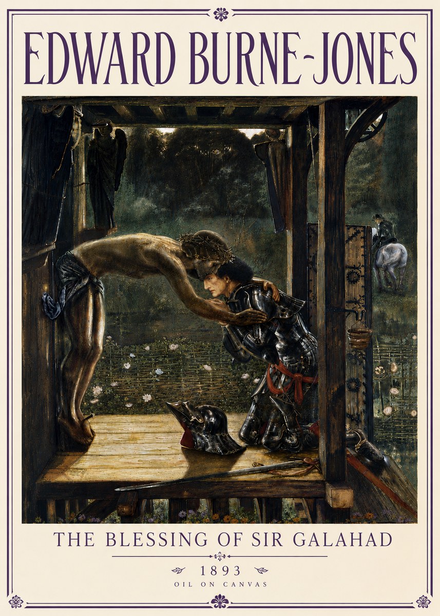 Edward Burne-Jones The Blessing of Sir Galahad No6 - Plakat