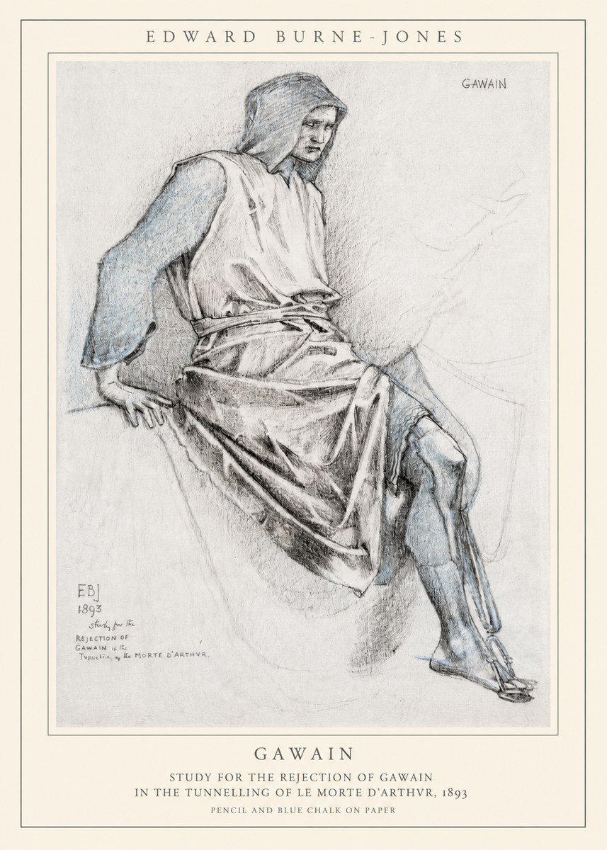 Edward Burne-Jones Gawain - Study for the Rejection of Gawain in the Tunnelling of Le Morte D'arthur, 1893 No1 - Plakat
