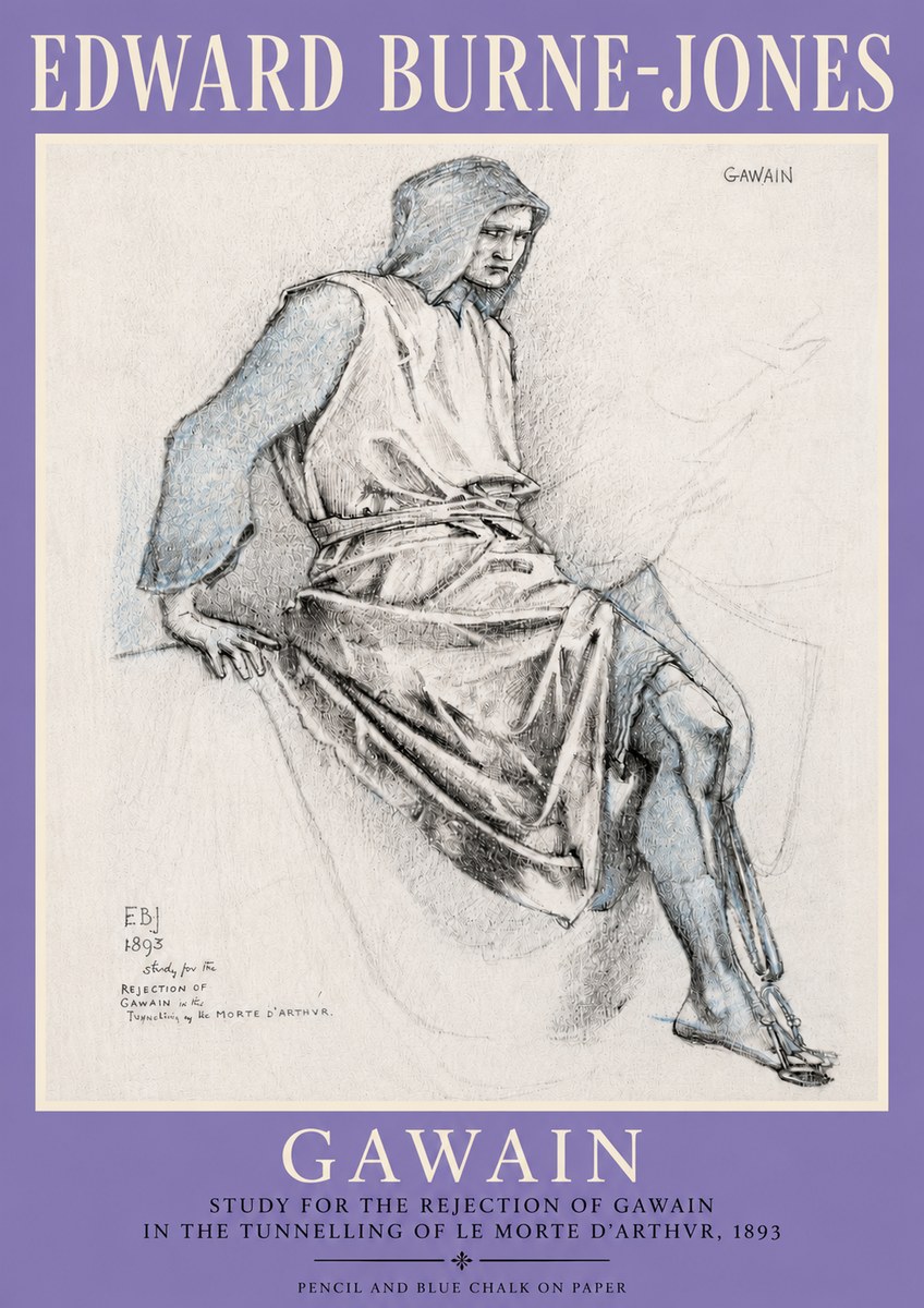 Edward Burne-Jones Gawain - Study for the Rejection of Gawain in the Tunnelling of Le Morte D'arthur, 1893 No4 - Plakat