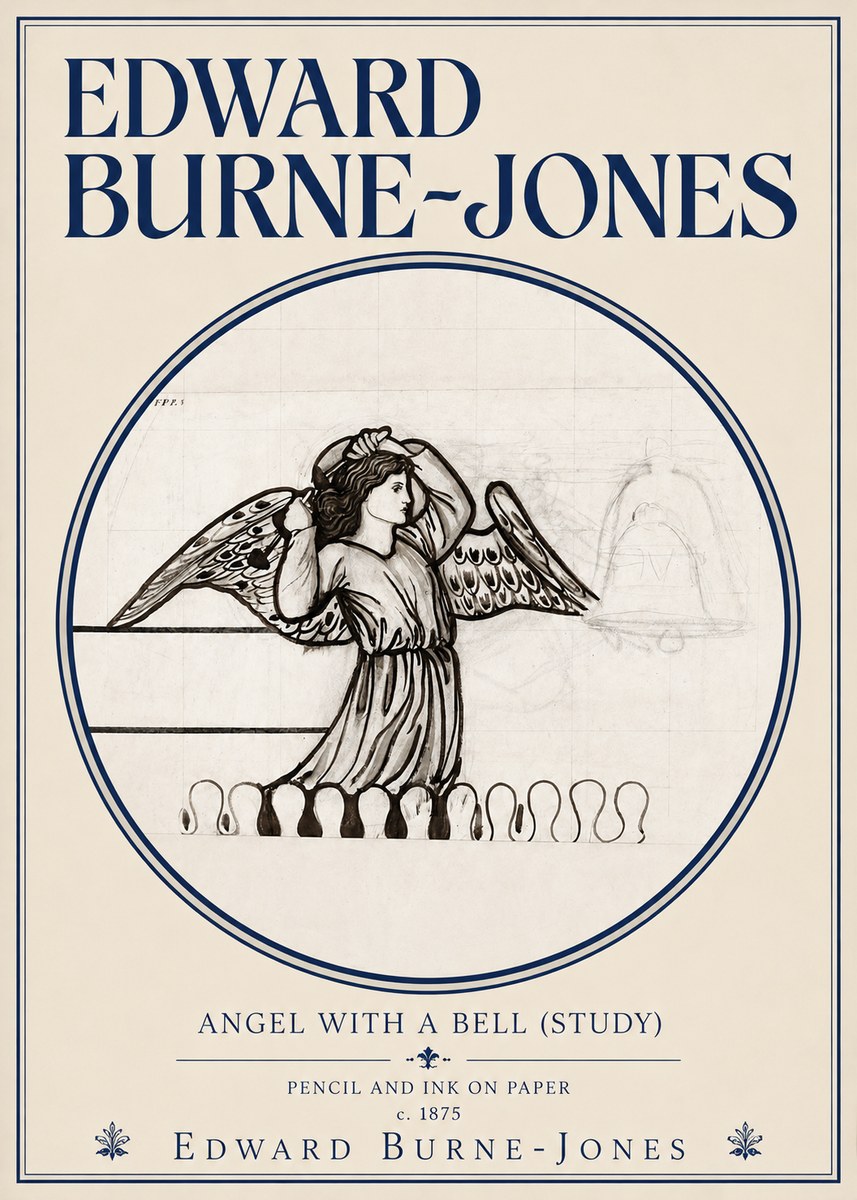 Edward Burne-Jones Angel with a Bell (Study) No3 - Plakat