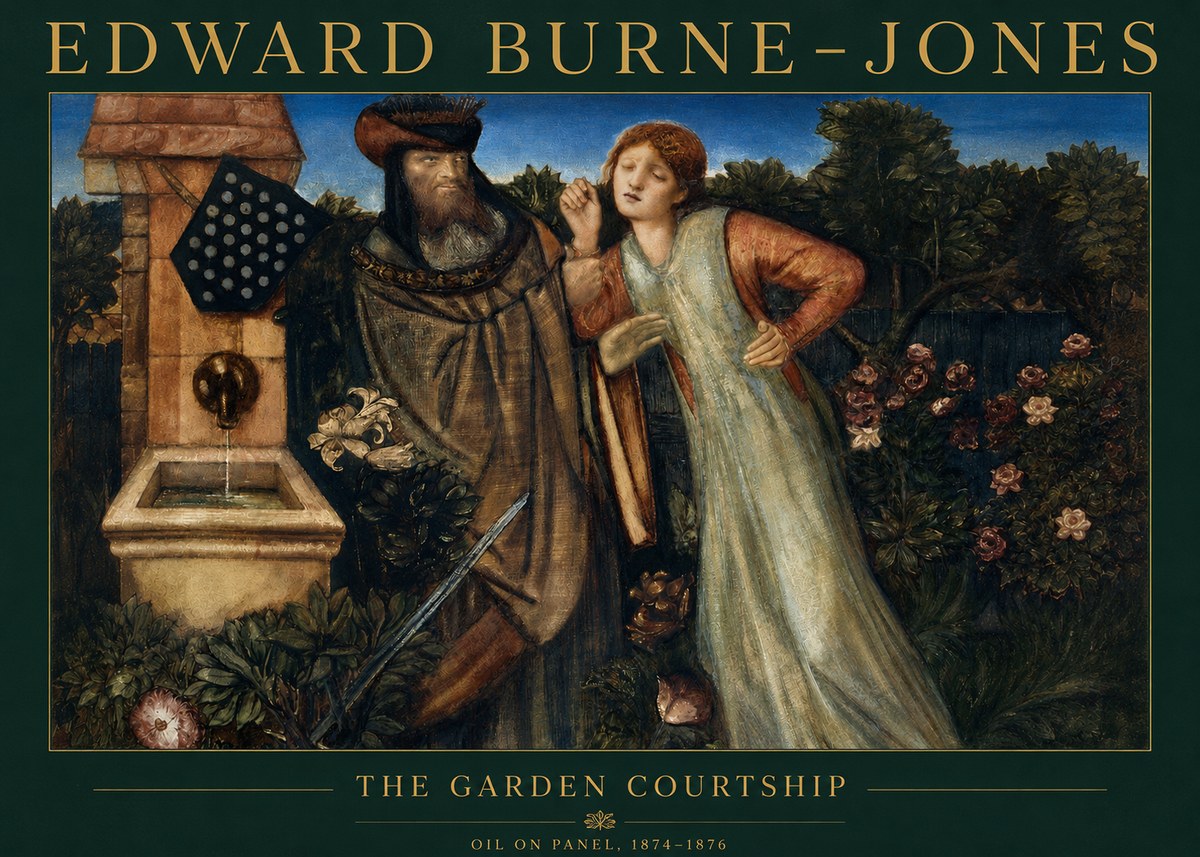 Edward Burne-Jones The Garden Courtship No2 - Plakat