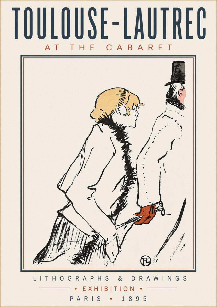 Toulouse-Lautrec At the Cabaret No3 - Plakat