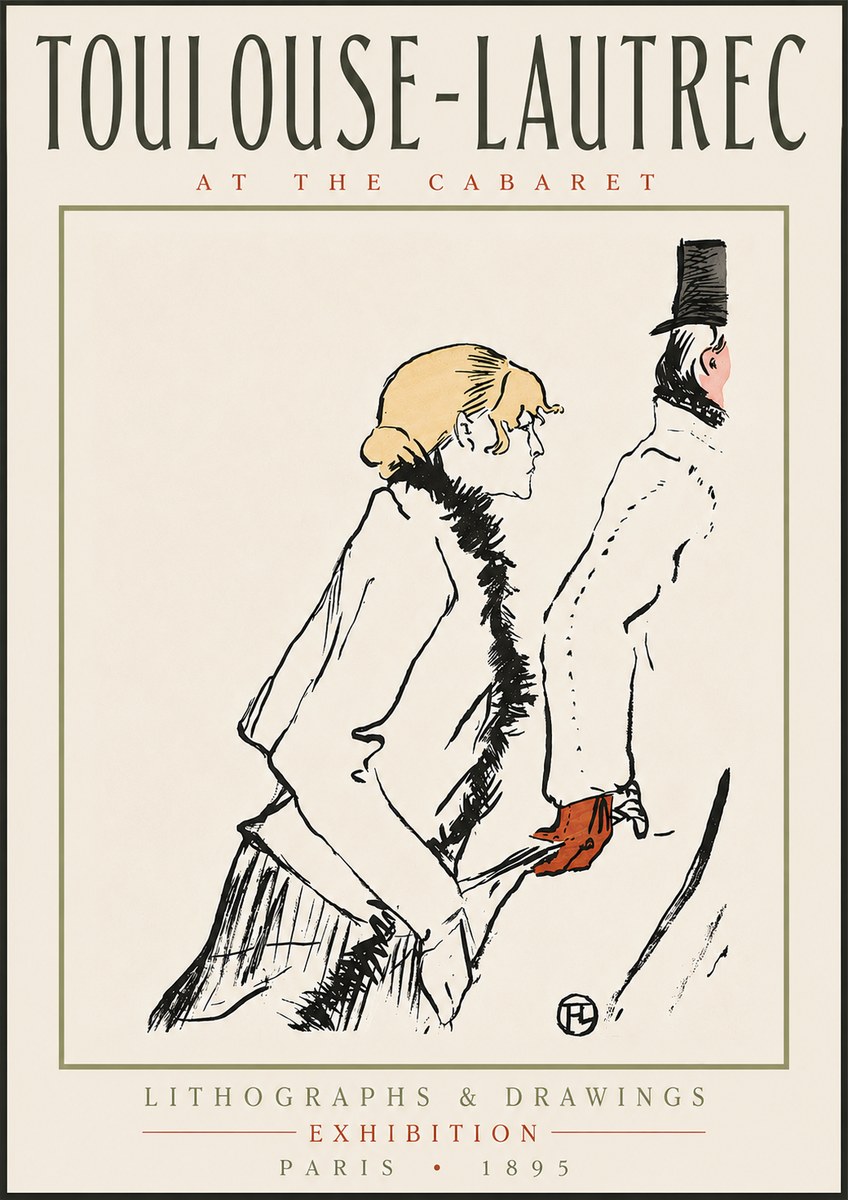 Toulouse-Lautrec At the Cabaret No4 - Plakat