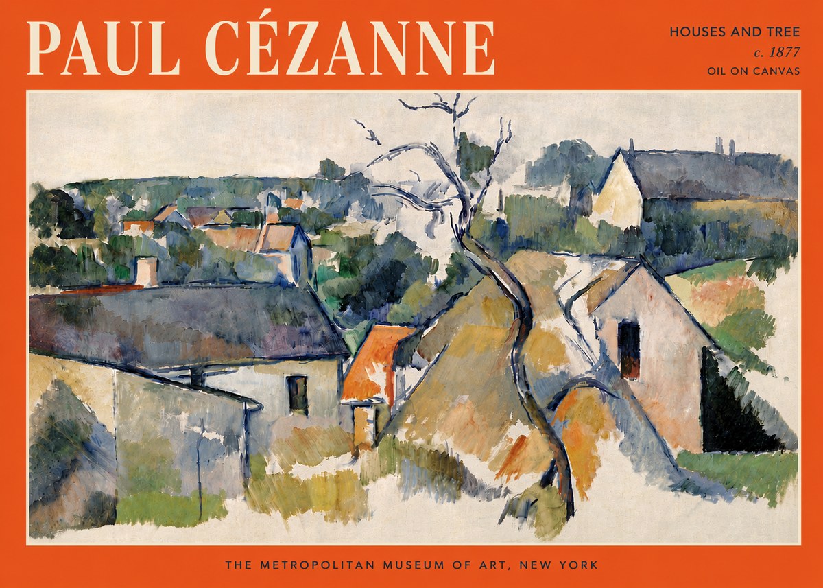 Paul Cézanne Houses and Tree No6 - Plakat