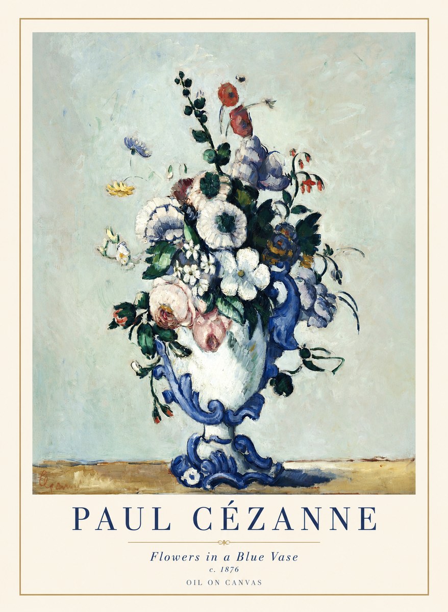 Paul Cézanne Flowers in a Blue Vase No1 - Plakat