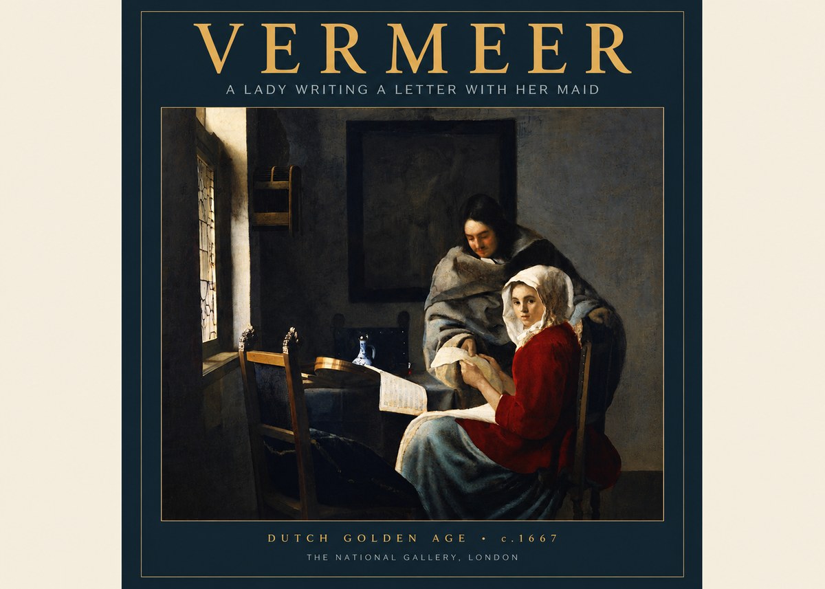 Vermeer A Lady Writing a Letter with Her Maid I No2 - Plakat