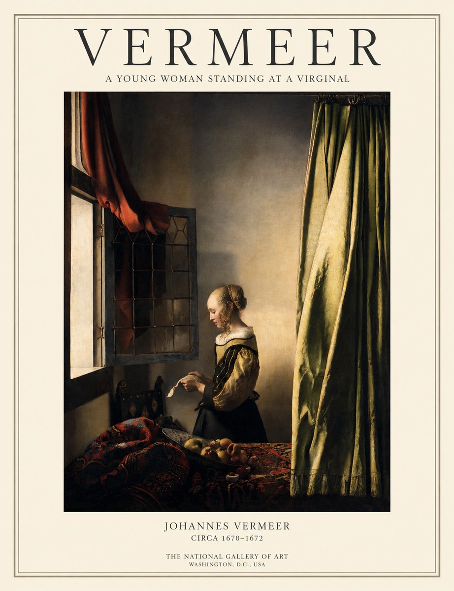 Vermeer A Young Woman Standing at a Virginal No1 - Plakat