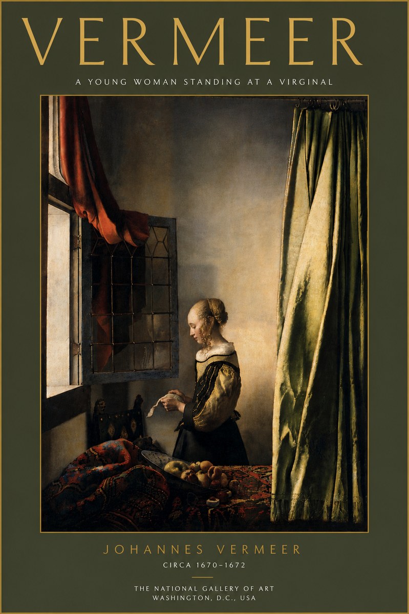 Vermeer A Young Woman Standing at a Virginal No5 - Plakat