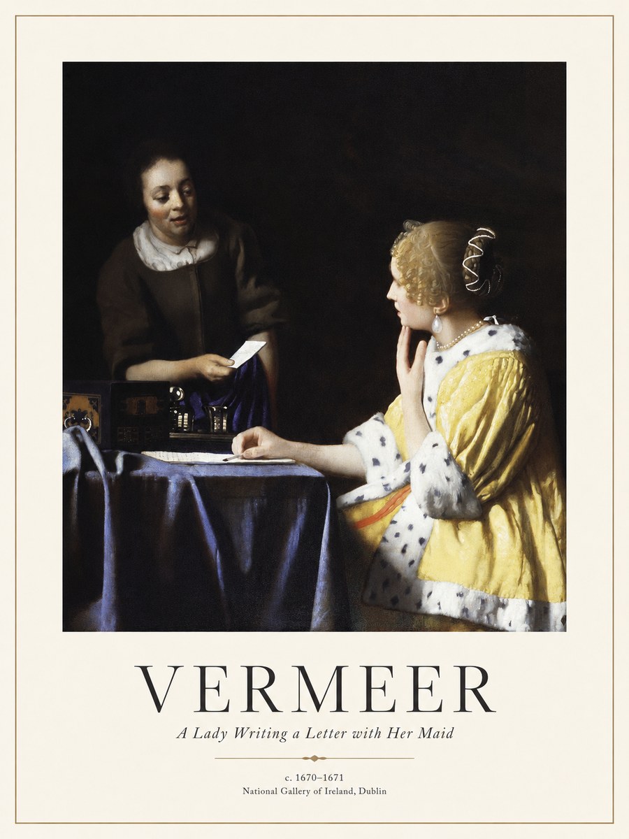 Vermeer A Lady Writing a Letter with Her Maid II No1 - Plakat