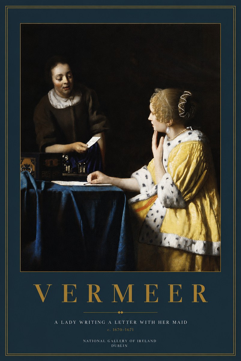 Vermeer A Lady Writing a Letter with Her Maid II No4 - Plakat