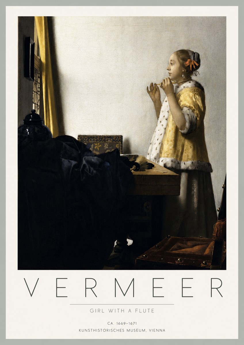 Vermeer Girl with a Flute No3 - Plakat