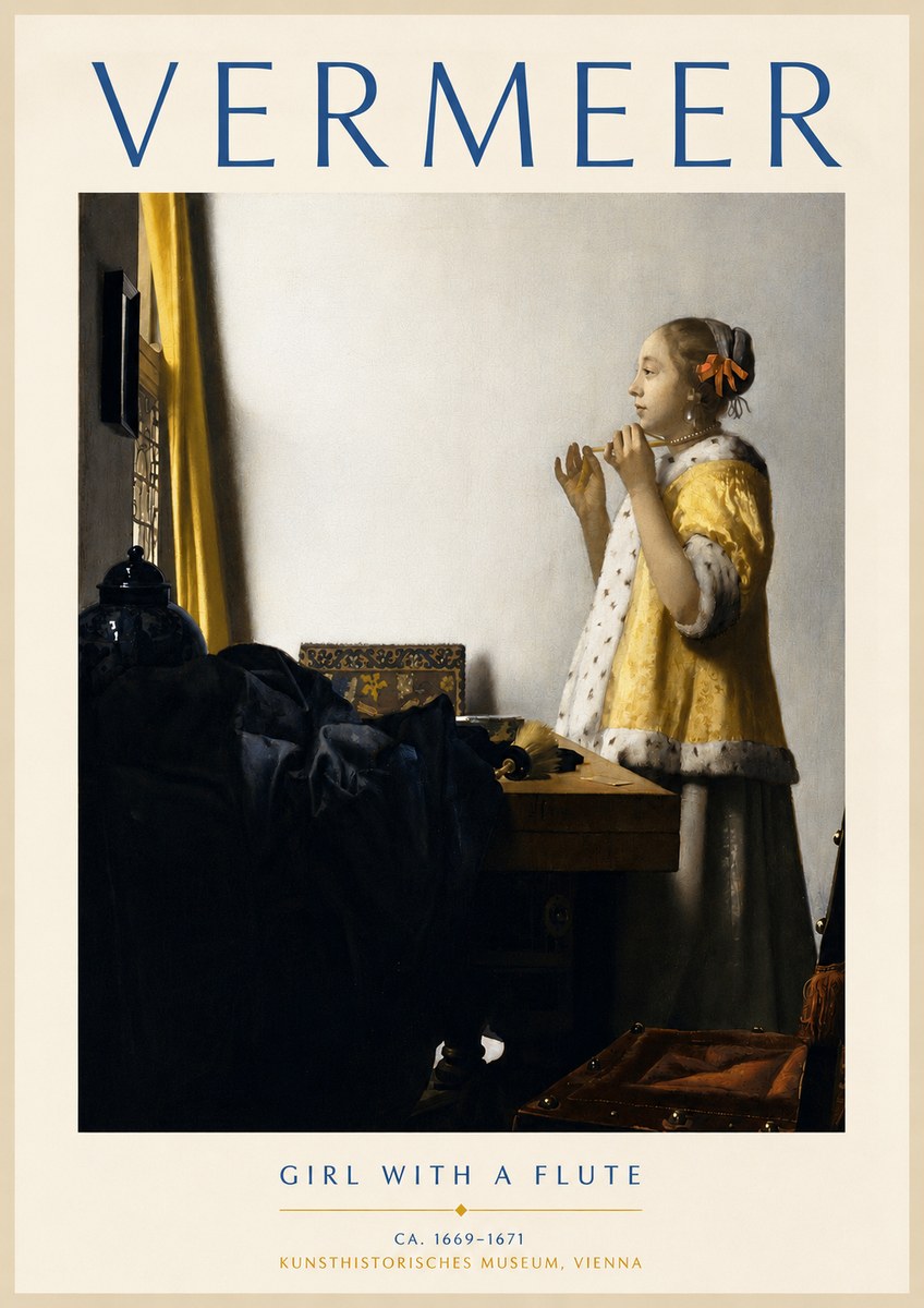 Vermeer Girl with a Flute No4 - Plakat