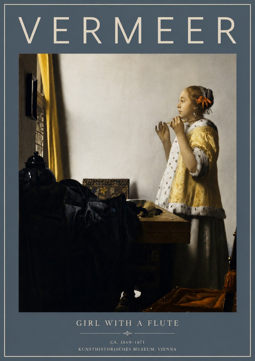 Vermeer Girl with a Flute No5 - Plakat