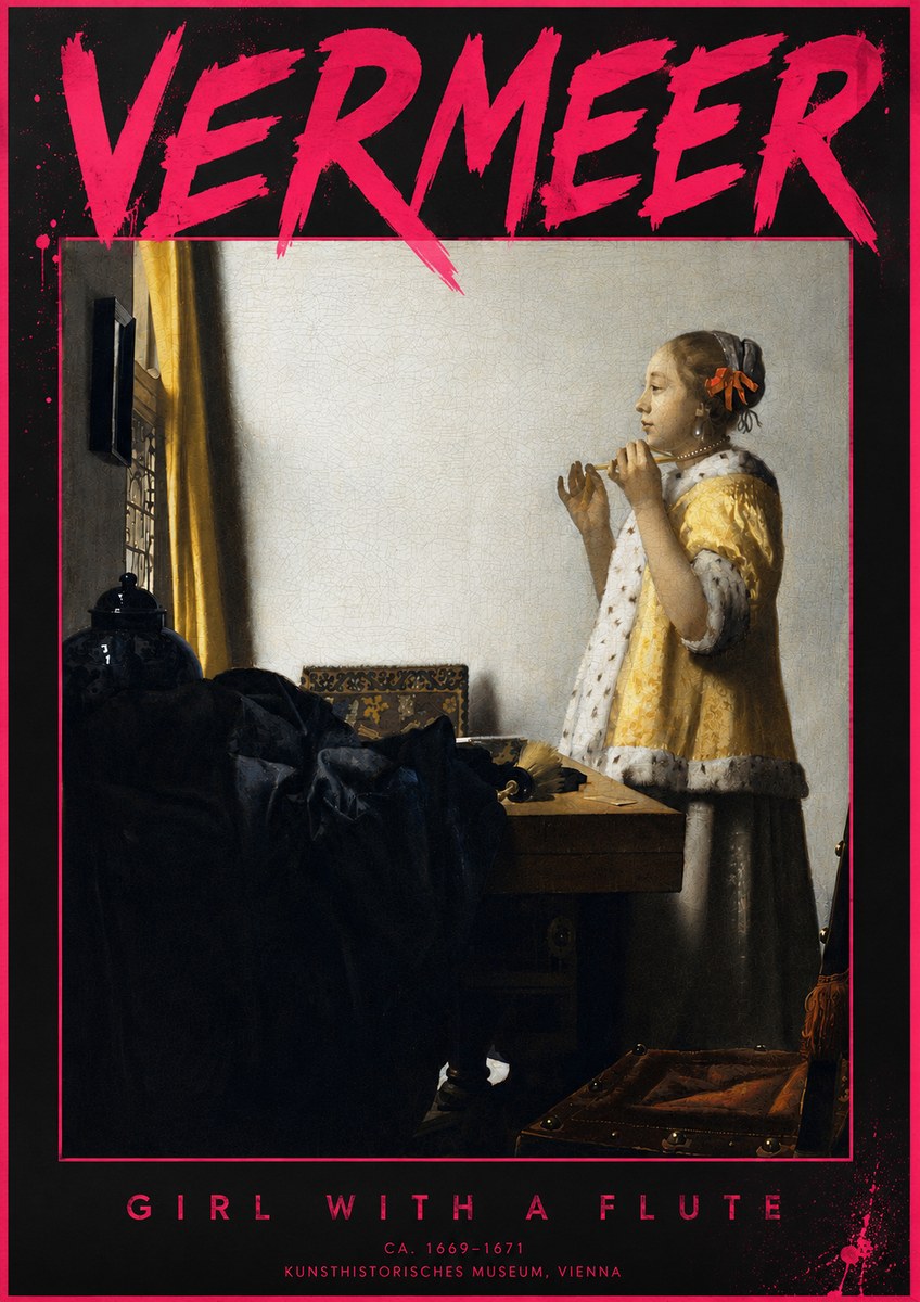 Vermeer Girl with a Flute No6 - Plakat
