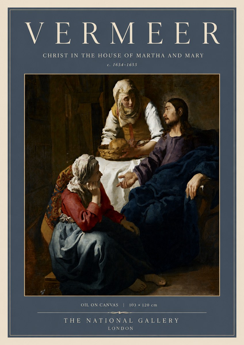 Vermeer Christ in the House of Martha and Mary No5 - Plakat