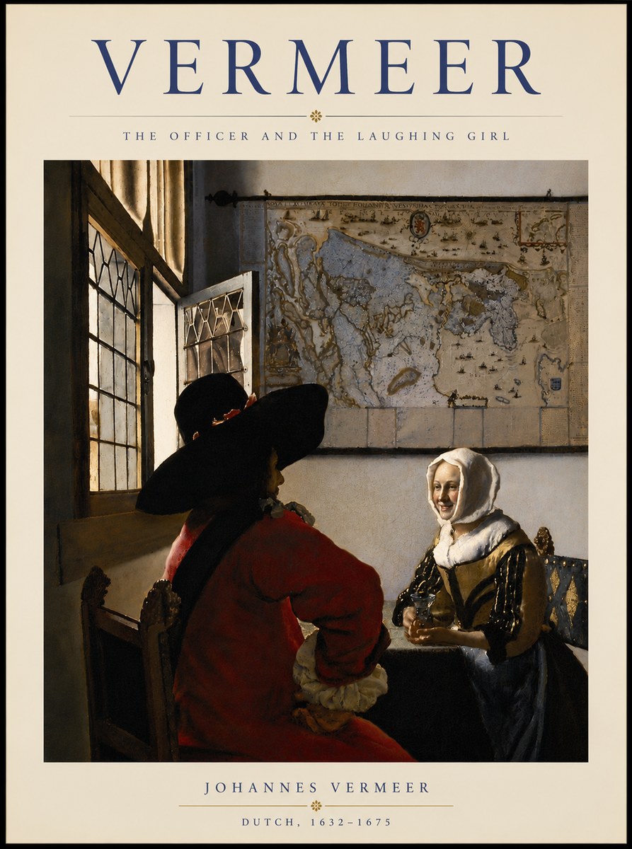 Vermeer The Officer and the Laughing Girl No5 - Plakat