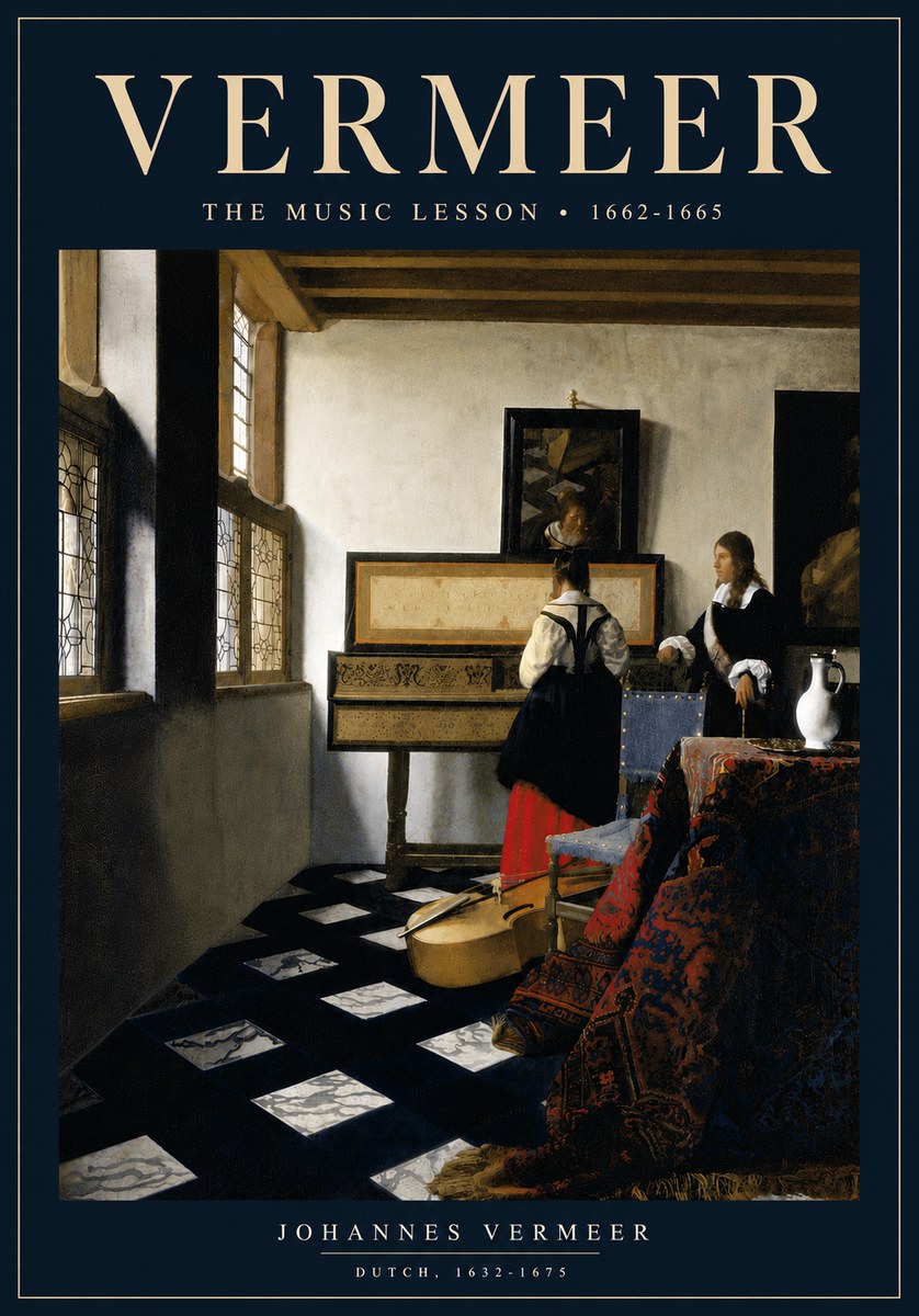 Vermeer The Music Lesson No6 - Plakat