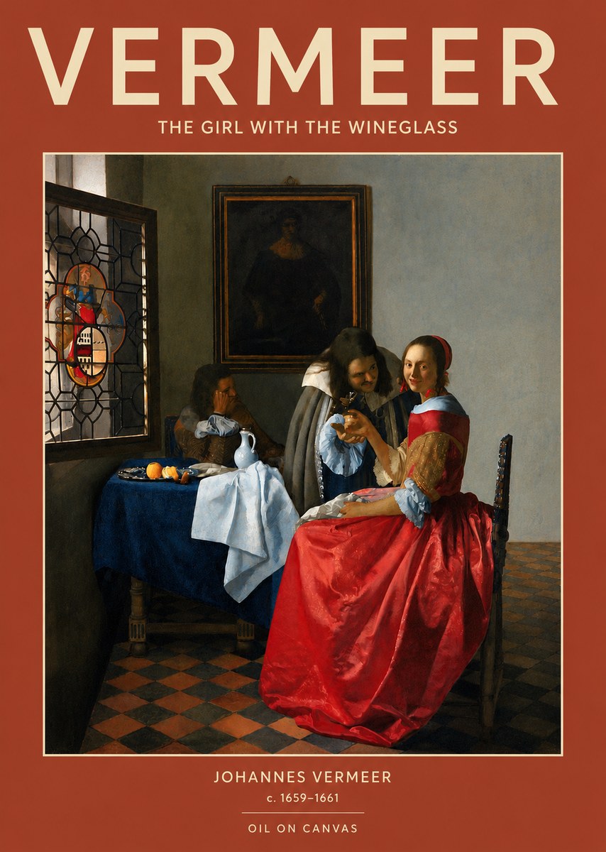 Vermeer The Girl with the Wineglass No3 - Plakat