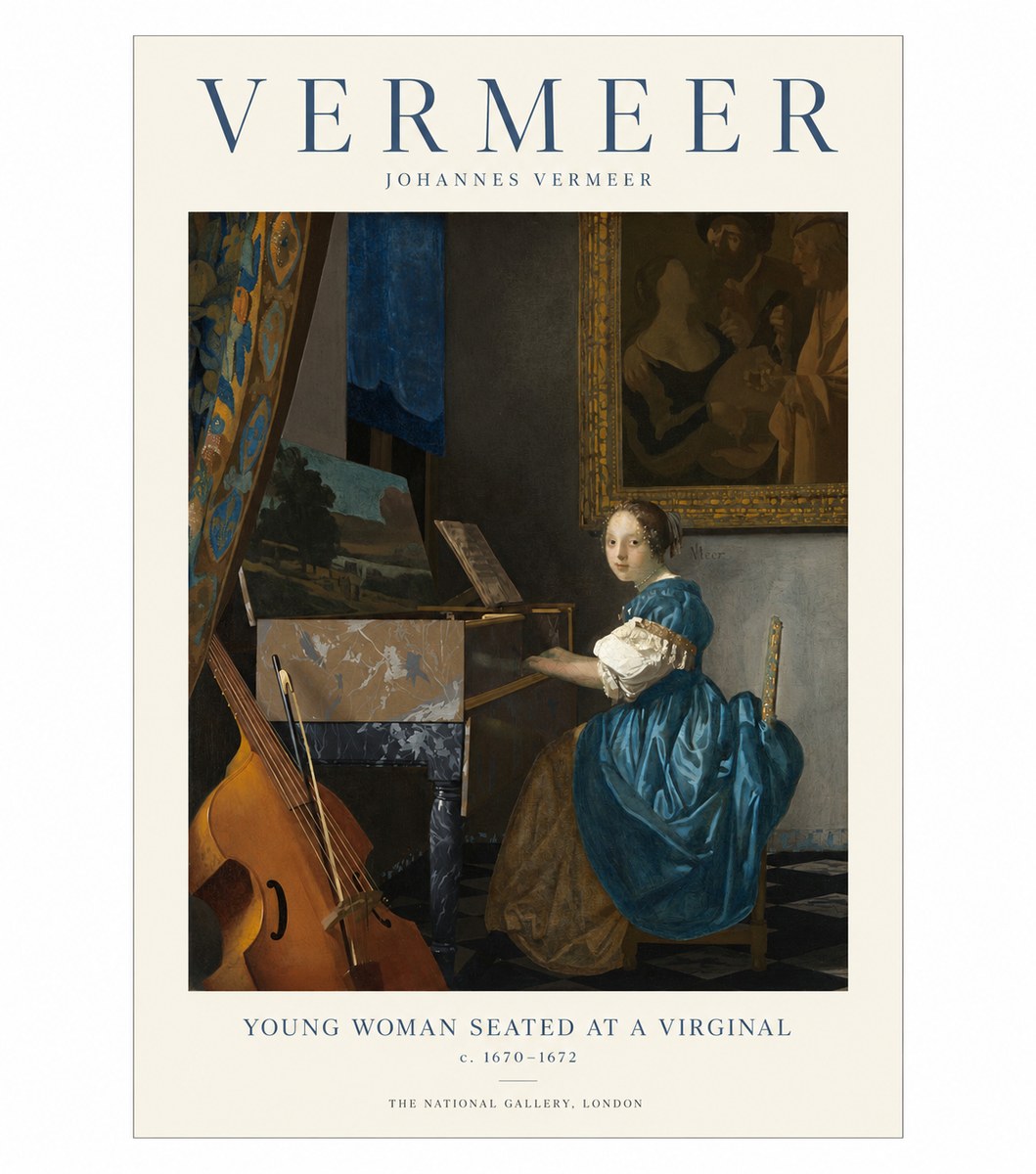Vermeer Young Woman Seated at a Virginal No1 - Plakat