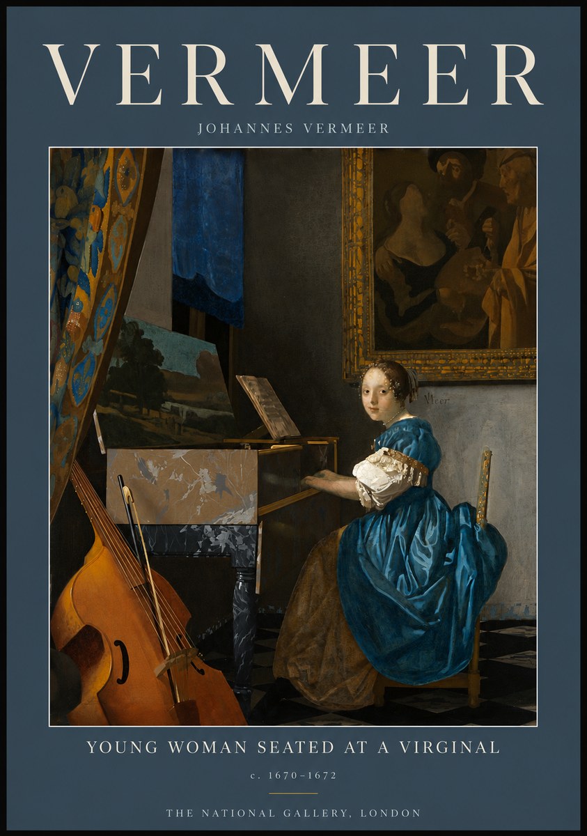 Vermeer Young Woman Seated at a Virginal No5 - Plakat