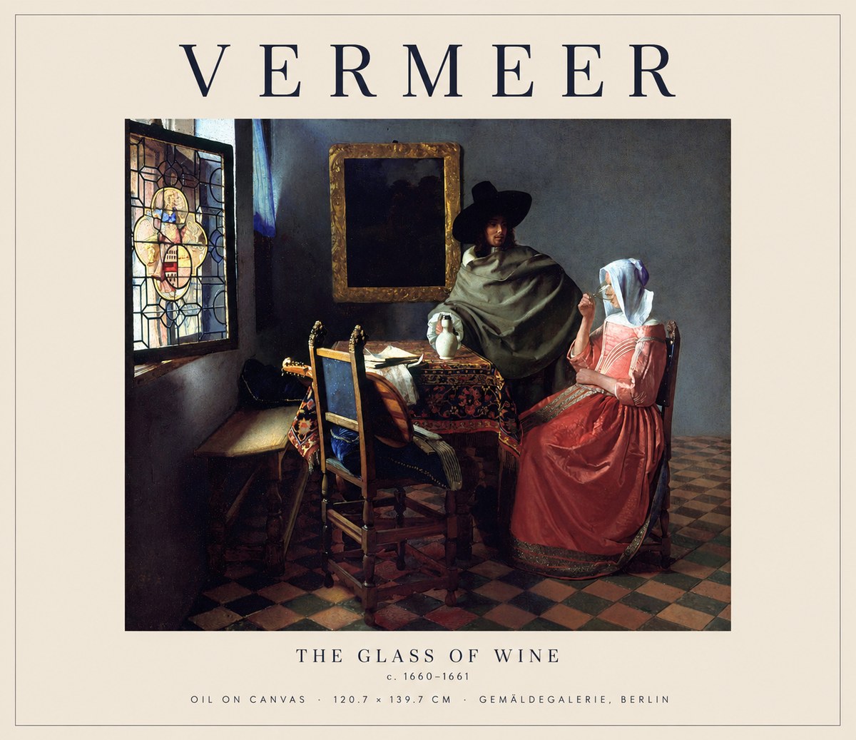 Vermeer The Glass of Wine No1 - Plakat