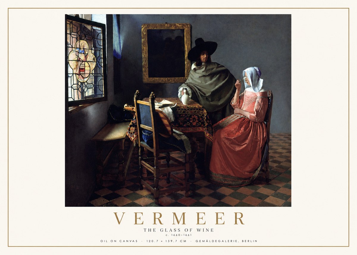 Vermeer The Glass of Wine No2 - Plakat