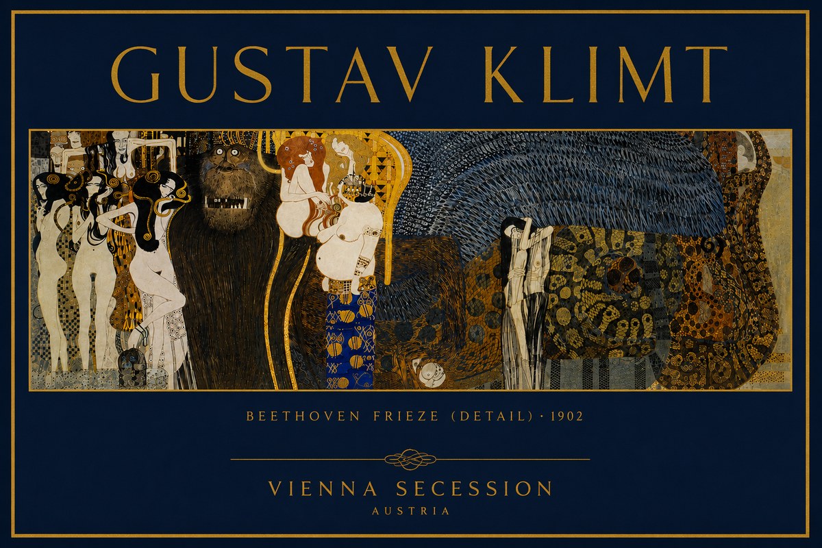 Klimt Beethoven Frieze (Detail) No6 - Plakat