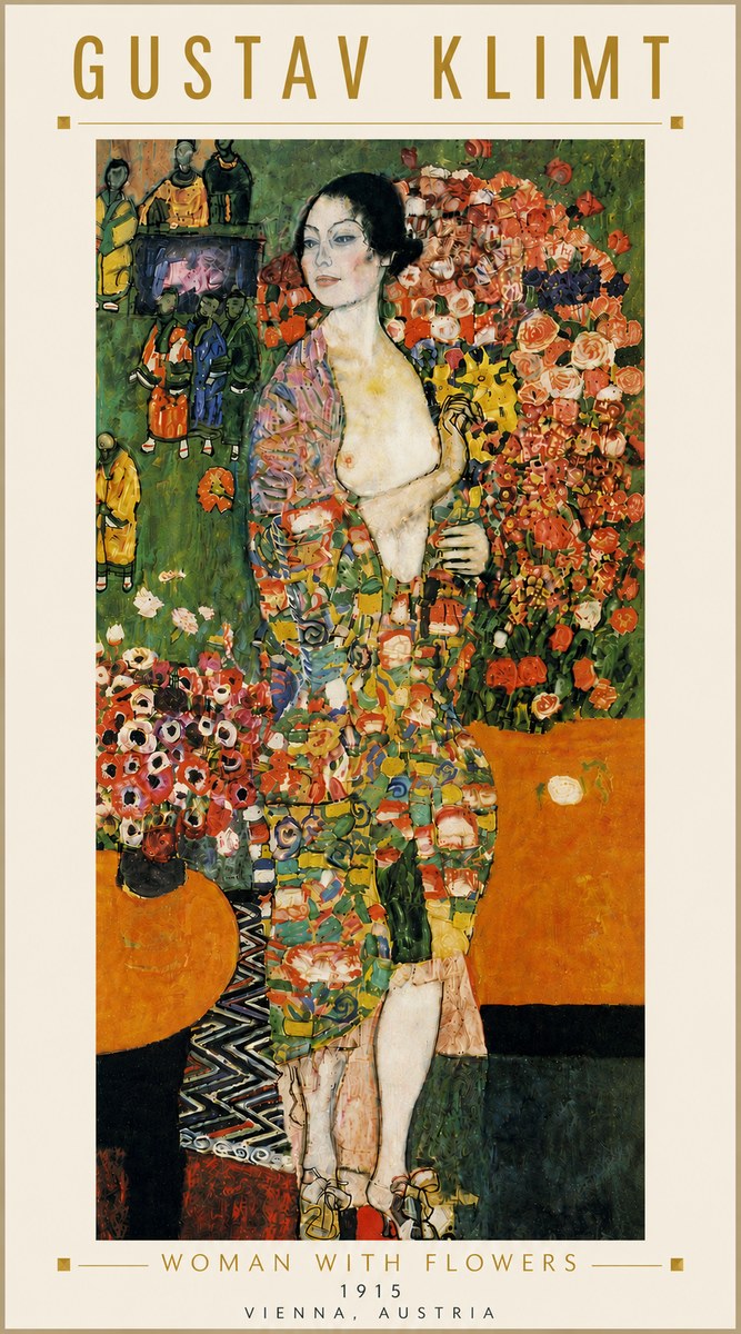 Klimt Woman with Flowers No6 - Plakat