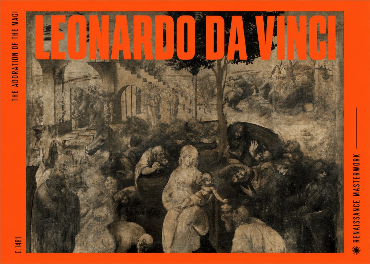 Leonardo da Vinci The Adoration of the Magi No4 - Plakat