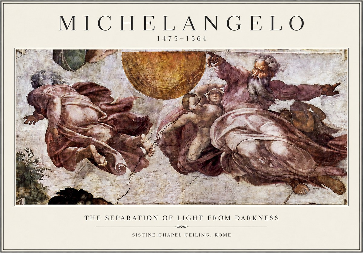 Michelangelo The Separation of Light from Darkness No3 - Plakat
