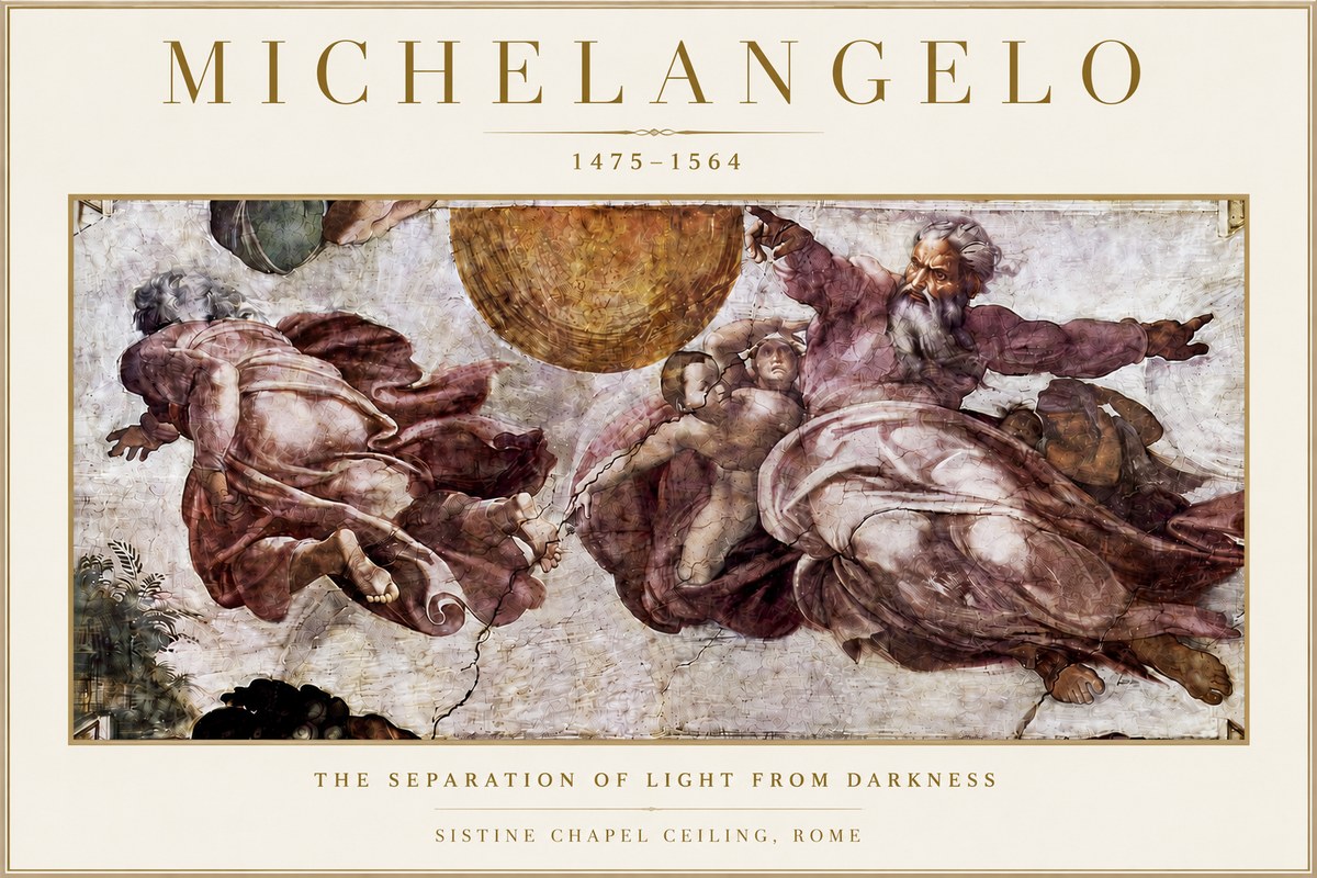 Michelangelo The Separation of Light from Darkness No4 - Plakat