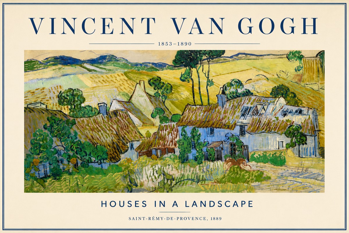 Van Gogh Houses in a Landscape No4 - Plakat
