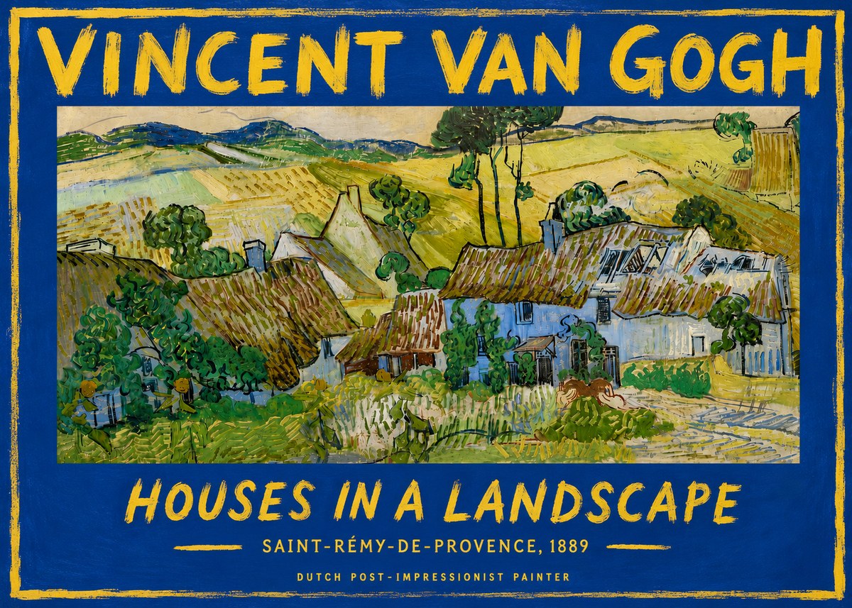 Van Gogh Houses in a Landscape No6 - Plakat