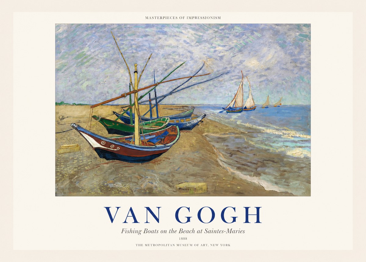 Van Gogh Fishing Boats on the Beach at Saintes-maries No1 - Plakat