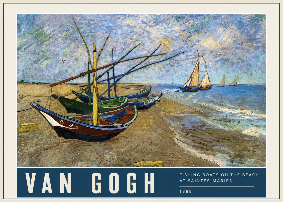 Van Gogh Fishing Boats on the Beach at Saintes-maries No3 - Plakat