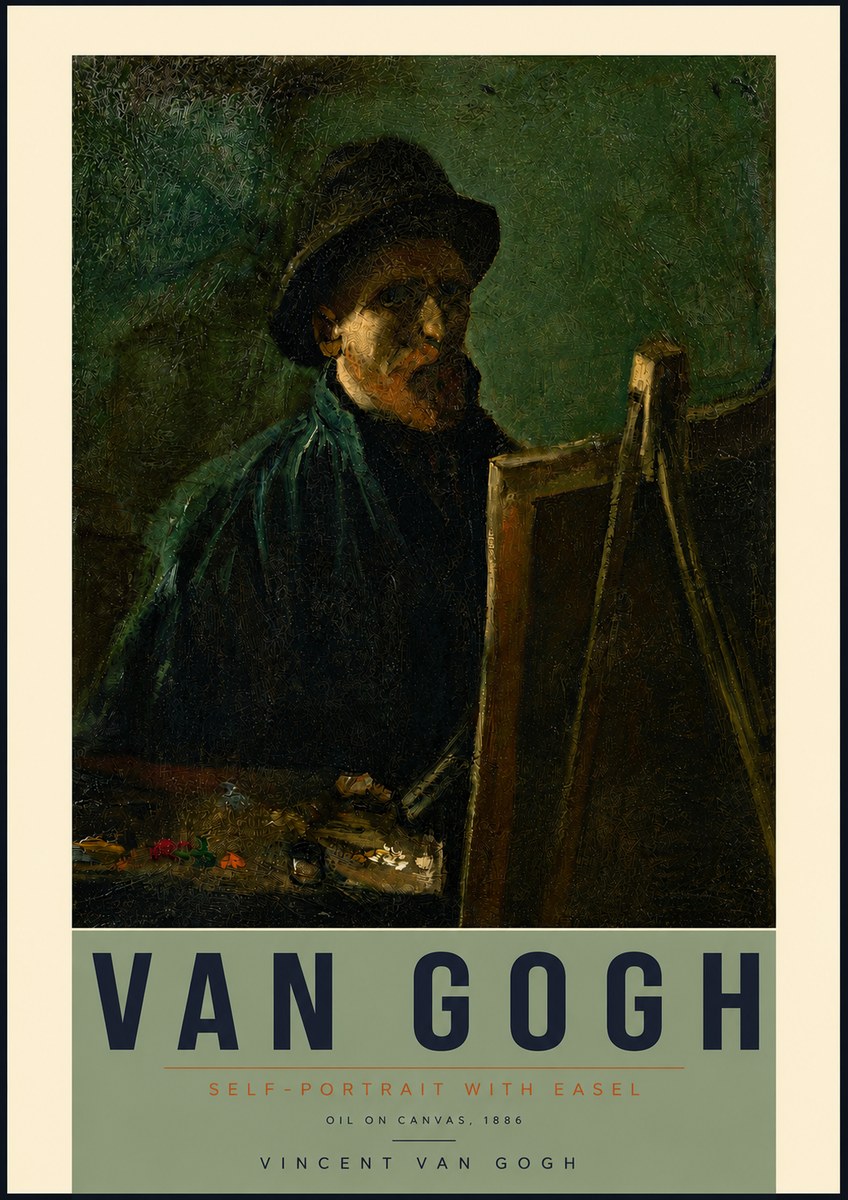 Van Gogh Self-portrait with Easel II No4 - Plakat