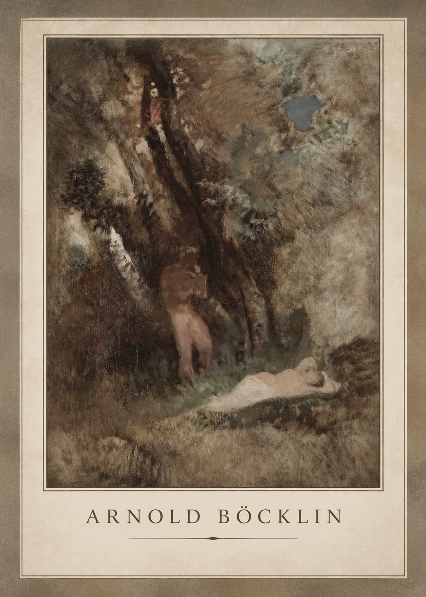 Arnold Böcklin Pan Frightening a Nymph No2 - Plakat
